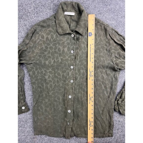 Bryn Walker Blouse Women's S Green Leaf Design Long Sleeve Button Up Collar USA - Picture 5 of 10